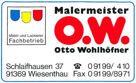 Maler- und Lackiererfachbetrieb Malermeister Otto Wohlhöfner in Wiesenthau - Ihr kompetenter Ansprechpartner für alle Arbeiten rund um Decke und Wand.